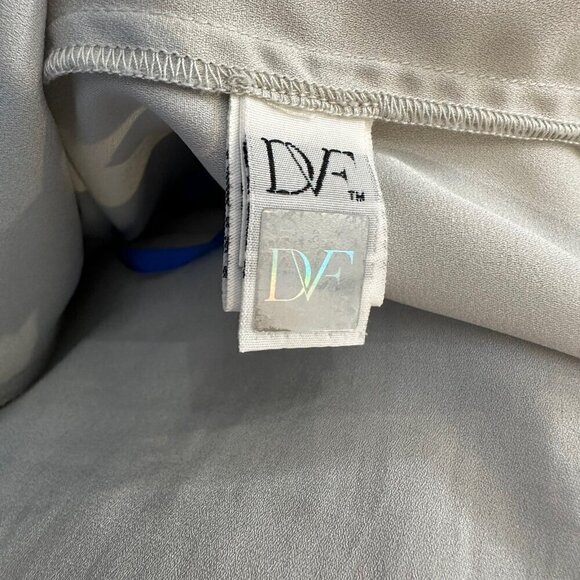 DVF Fleurette Blue Floral Printed Dress 8 Silk Overlay Kimono Sleeve - Picture 5 of 8